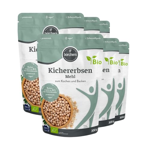 6x borchers Bio Kichererbsen Mehl | 6x 300g | Reich an Ballaststoffen | Proteinquelle | Ideal für orientalische Gerichte | Von Natur aus vegan | 1,8 kg von borchers