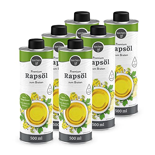 borchers 6x Premium Rapsöl | 6er Set | 6x 500 ml | Feiner Buttergeschmack | Reich an Omega-3-Fettsäuren | Zum Braten, Backen und Verfeinern | 3 L borchers 6x Premium Rapsöl | 6er Set | 6x 500 ml | Feiner Buttergeschmack | Reich an Omega-3-Fettsäuren | Zum Braten, Backen und Verfeinern | 3 L von borchers