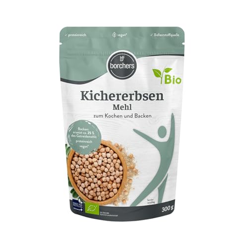 borchers Bio Kichererbsen Mehl | 300g | Reich an Ballaststoffen | Proteinquelle | Ideal für orientalische Gerichte | Von Natur aus vegan borchers Bio Kichererbsen Mehl | 300g | Reich an Ballaststoffen | Proteinquelle | Ideal für orientalische Gerichte | Von Natur aus vegan von borchers