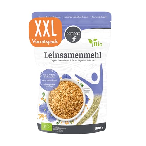 borchers Bio Leinsamenmehl | Mehl aus Goldleinsaat | Von Natur aus Ballaststoffreich | Hoher Eiweißgehalt | 800 g von borchers