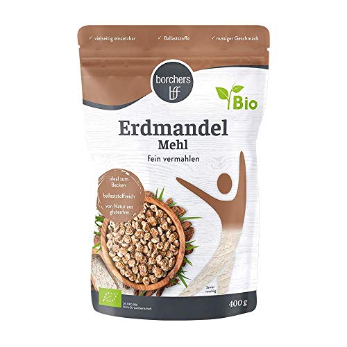 borchers Bio Premium Erdmandelmehl | Ballaststoffreich | Nussiger Geschmack | Für Müslis, Smoothies, Joghurt und Quark | 400g von borchers