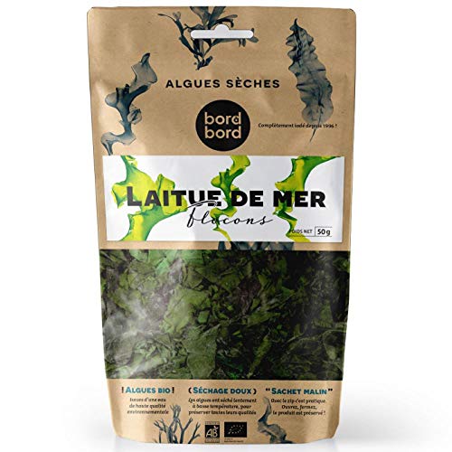 Bord à bord BIO Meersalat Alge 50g aus Frankreich/Bretagne/Atlantik | Meersalat Algen (Ulva sp.) | Getrocknete Algen | Laborgeprüft für Smoothies oder als Trocken-Gemüse, Menge:1 Stück von bord á bord