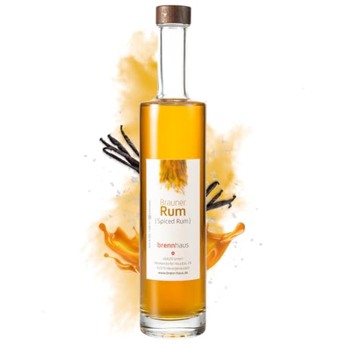 Brauner Rum [500ml] Spiced Rum - Premium Rum Braun mit einem unvergleichlichen Geschmack von Vanille und Karamell - Handgefertigt in Mittelfranken - BRENNHAUS von brennhaus
