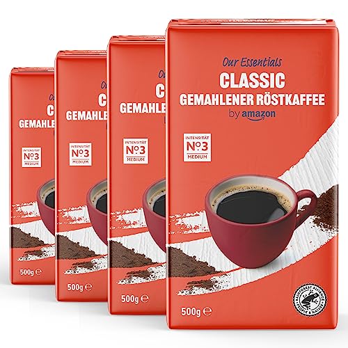 Our Essentials by Amazon Classic Gemahlener Rostkaffee, Mittlere Röstung, 500g, 4er-Pack von by Amazon