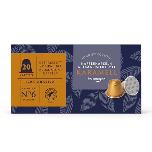by Amazon Kaffeekapseln Aromatisiert Mit Karamell, 20 Aluminiumkapseln (1 pack x 20) von by Amazon