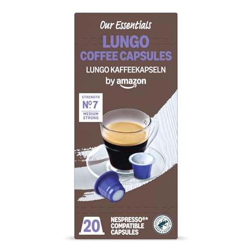 Our Essentials by Amazon Lungo Kaffeekapseln, Nespresso-kompatibel, 20 Stück, 1 Packung Our Essentials by Amazon Lungo Kaffeekapseln, Nespresso-kompatibel, 20 Stück, 1 Packung von by Amazon