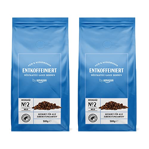 by Amazon Entkoffeinierte Kaffeebohnen Decaffeinato, 1 kg (2 x 500 g) – Rainforest Alliance-Zertifizierung (Früher Marke Happy Belly) von by Amazon