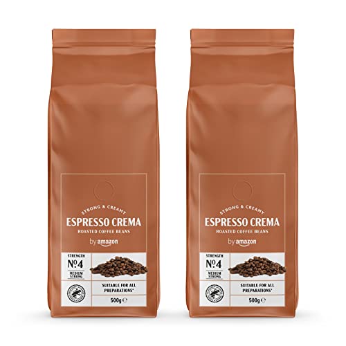 by Amazon Espresso Crema Röstkaffee Ganze Bohnen, 1kg (2 Packs of 500g), Rainforest Alliance-Zertifizierung von by Amazon