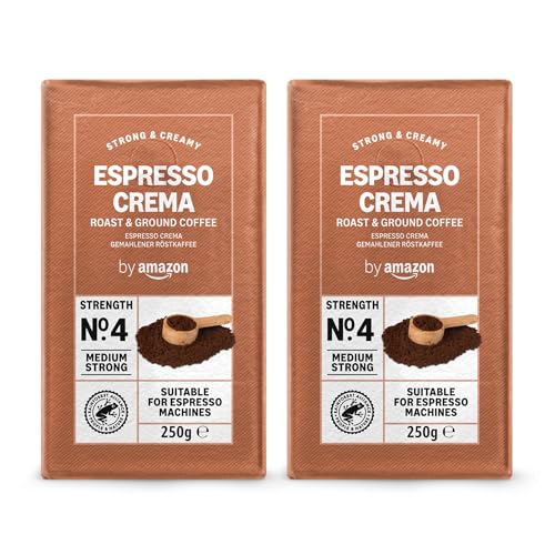 by Amazon Espresso Crema gemahlener Kaffee 500 g (2 x 250 g) - Mittlere Röstung Rainforest Alliance-Zertifizierung (Früher Marke Happy Belly) von by Amazon