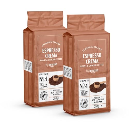 by Amazon Espresso Crema gemahlener Kaffee 500 g (2 x 250 g) - Mittlere Röstung Rainforest Alliance-Zertifizierung (Früher Marke Happy Belly) von by Amazon