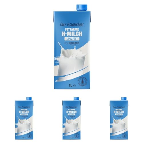 by Amazon Fettarme H-Milch 1,5% Fett, 1L (Packung mit 4) von by Amazon