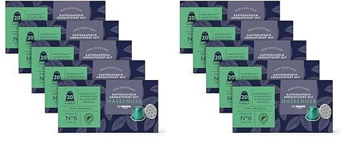 by Amazon Haselnusskaffee Nespresso Kompatible Aluminium-kapseln, 100 Stück (10 Packungen x 20) – Rainforest Alliance-Zertifizierung von by Amazon