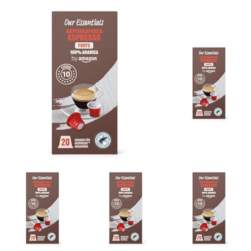 by Amazon Kaffeekapseln Espresso Forte, Geeignet für Nespresso Maschinen, Dunkle Röstung, 20 Stück, 1er-Pack (Packung mit 5) von by Amazon