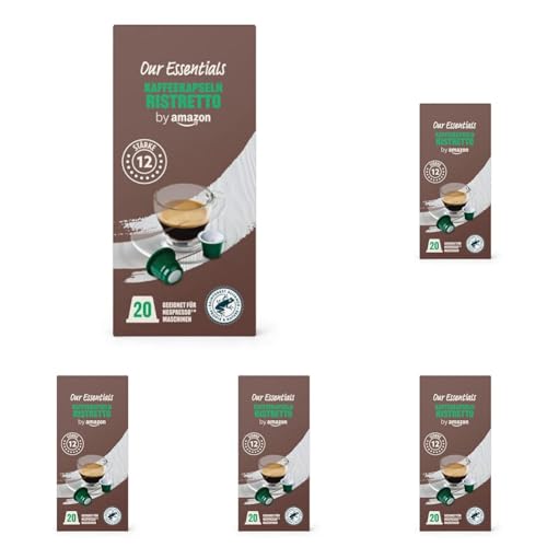 by Amazon Kaffeekapseln Ristretto, Geeignet für Nespresso Maschinen, Dunkle Röstung, 20 Stück, 1er-Pack (Packung mit 5) von by Amazon