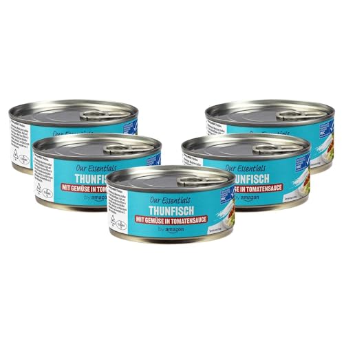 by Amazon Thunfischstücke mit Gemüse in Tomatensauce, 150g (1er-Pack) (Packung mit 5) von by Amazon