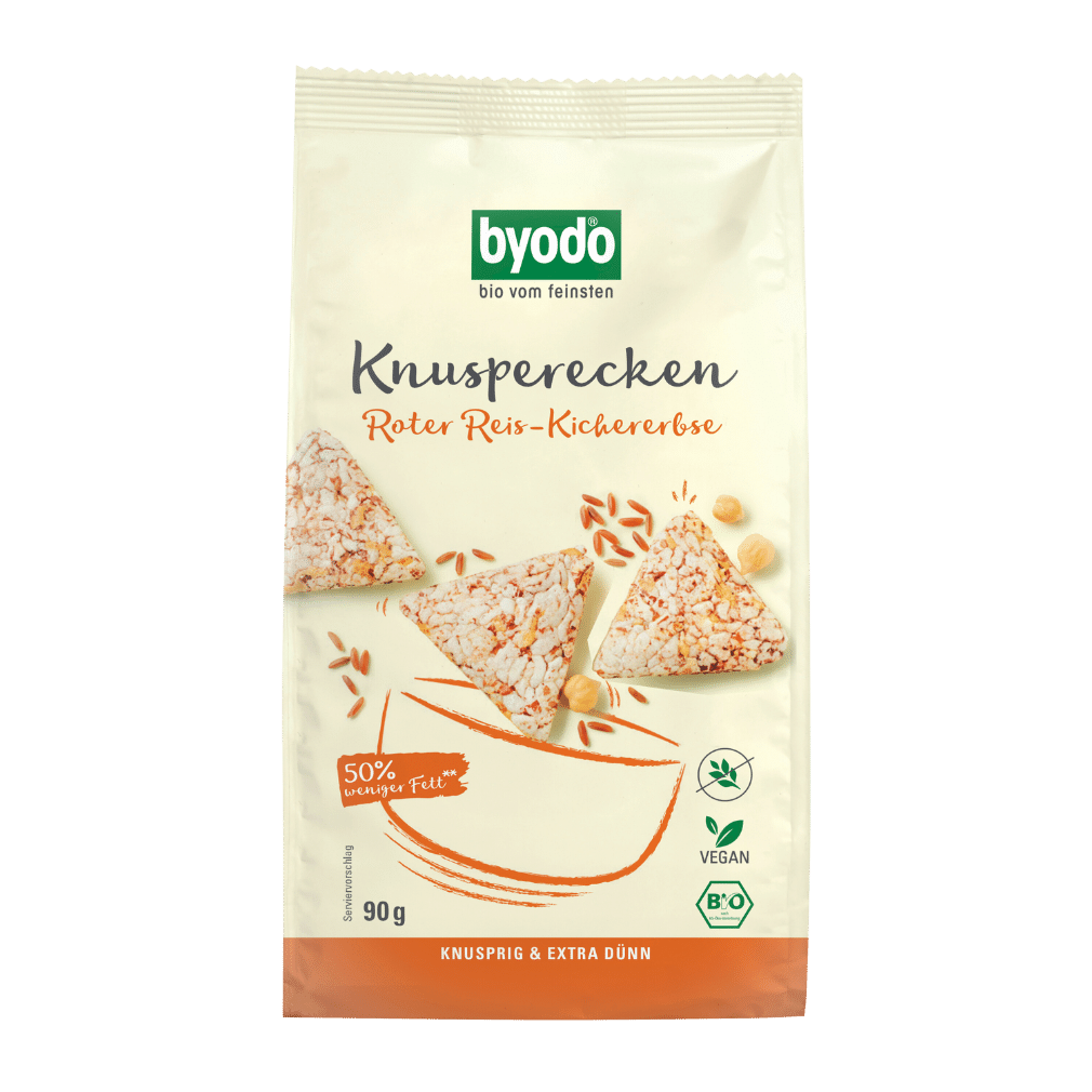 Bio Knusperecken Roter Reis-Kichererbse Bio Knusperecken Roter Reis-Kichererbse von byodo