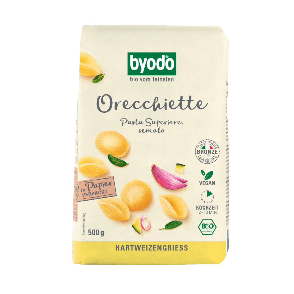 Bio Orecchiette, 500 gr Packung -hell- Bio Orecchiette, 500 gr Packung -hell- von byodo
