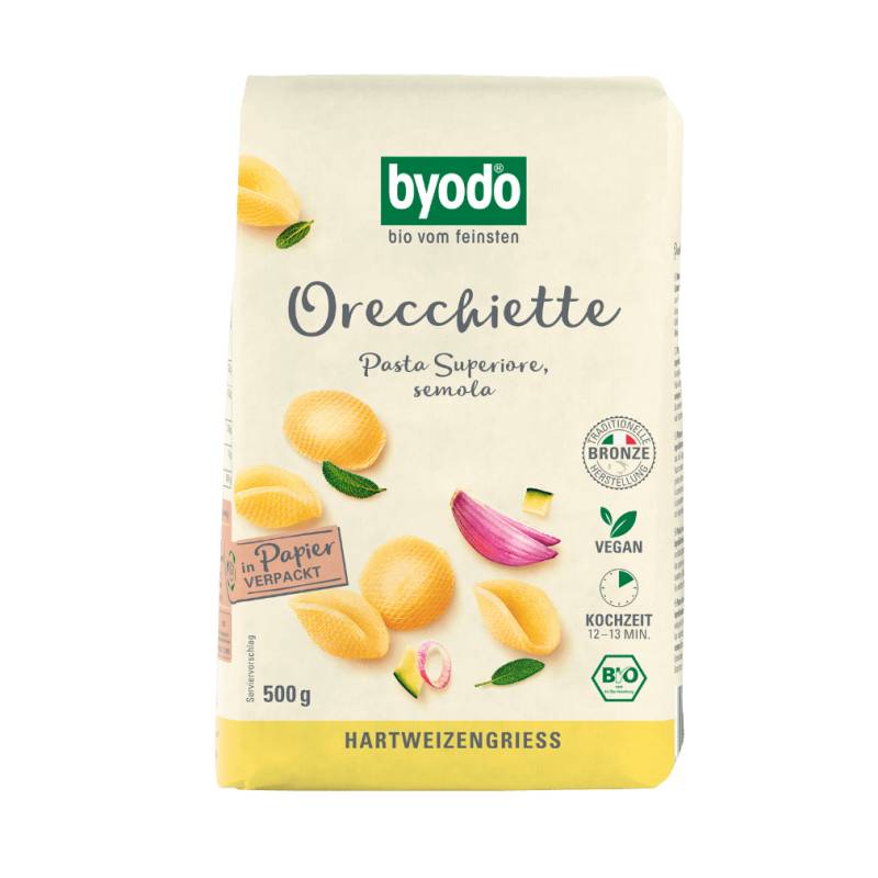 Bio Orecchiette, 500 gr Packung -hell- von byodo