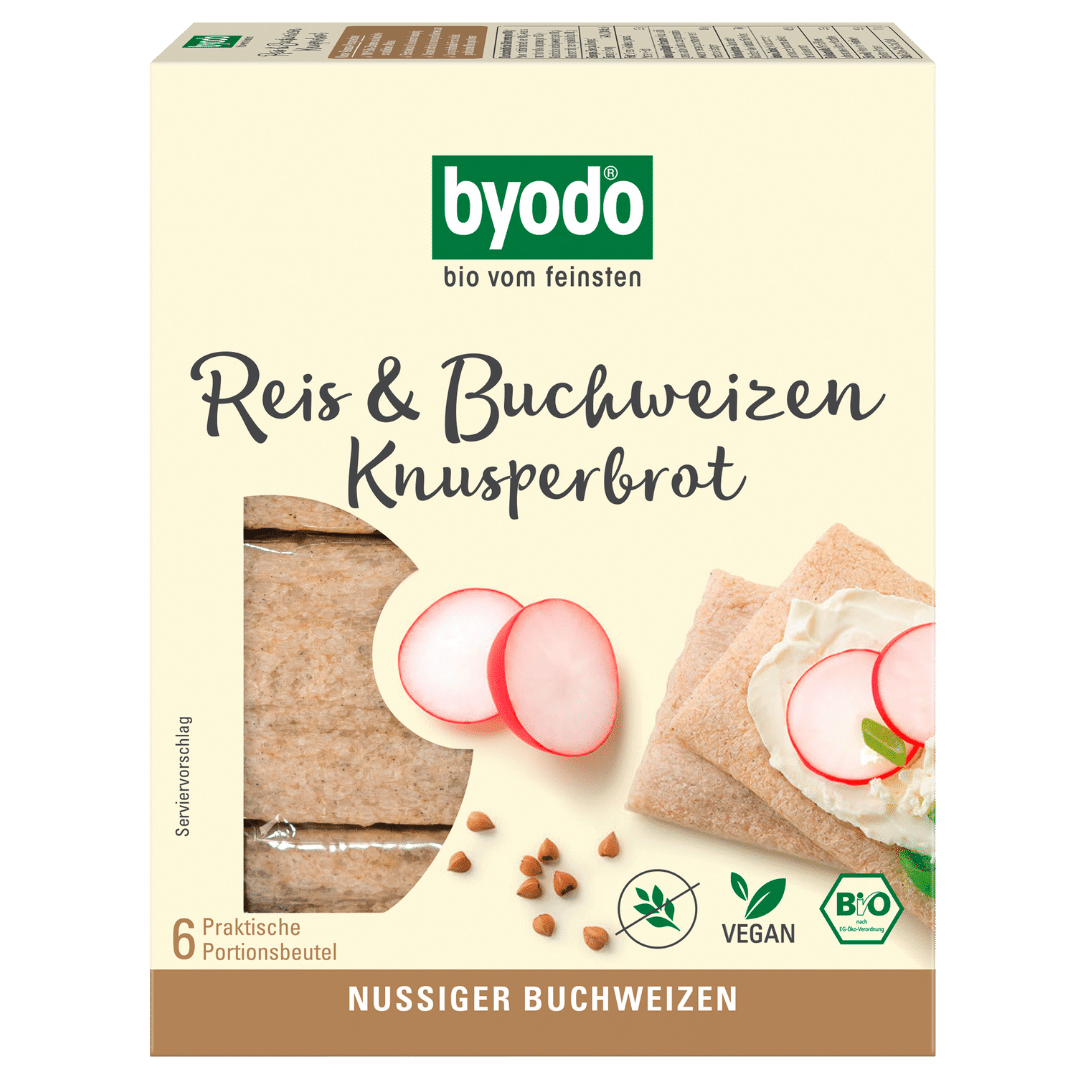 Bio Reis & Buchweizen Knusperbrot, 120 g von byodo