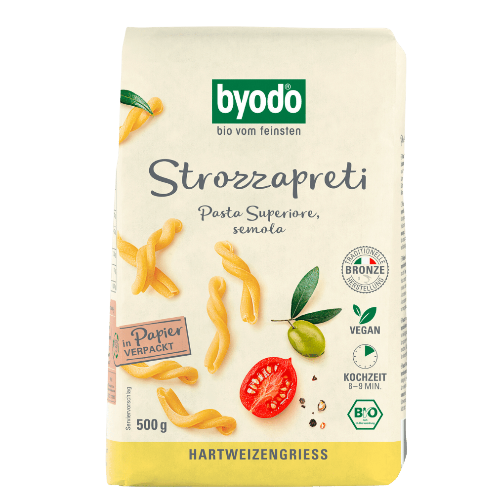 Bio Strozzapreti 500 gr Packung -hell- Bio Strozzapreti 500 gr Packung -hell- von byodo