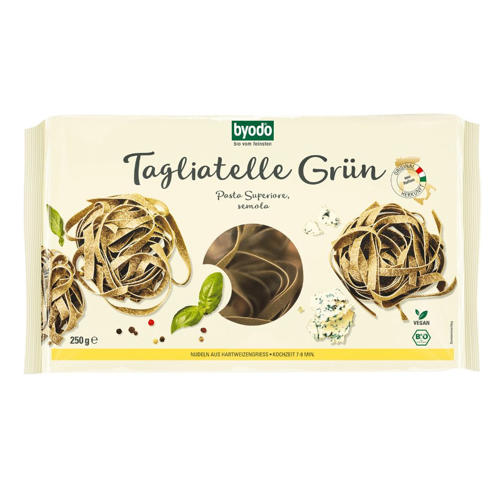 Bio Tagliatelle grün semola 250g Bio Tagliatelle grün semola 250g von byodo