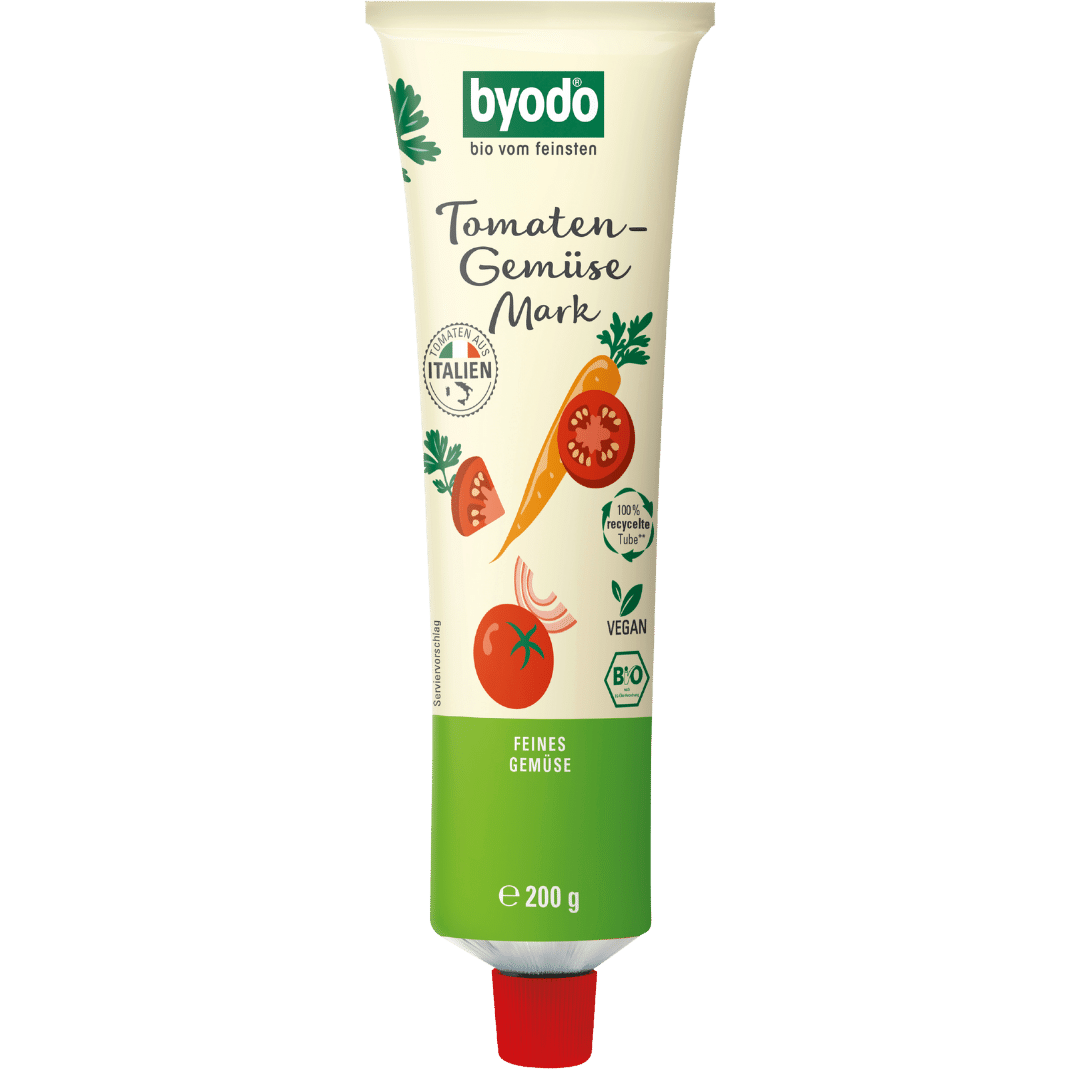 Bio Tomaten-Gemüse Mark Doppelfrucht, in der Tube von byodo