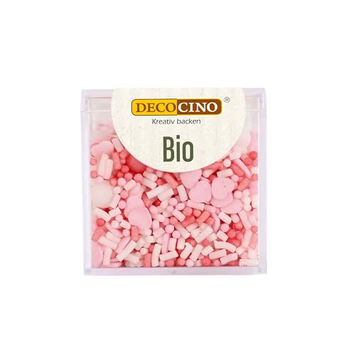 DECOCINO Bio Streudekor Love – 60 g – vegane Zuckerstreusel aus Traubenzucker in Bio-Qualität zum Dekorieren & Verzieren von Kuchen & Desserts, 33826 von DECOCINO