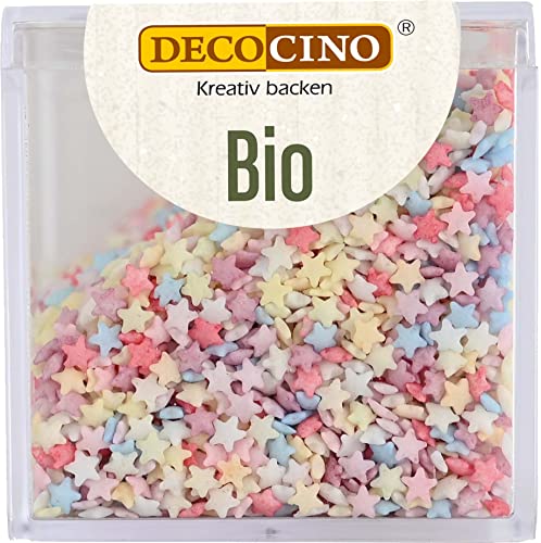 DECOCINO Bio Streudekor Stars – 60 g – vegane Zuckerstreusel aus Traubenzucker in Bio-Qualität zum Dekorieren & Verzieren von Kuchen, Torten & Desserts von Decocino