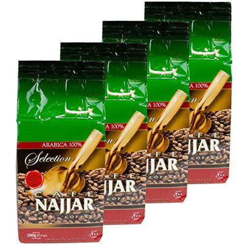 Najjar - Arabischer Mokka Kaffee gemahlen mit Kardamom im 4er Set á 200 g Packung von CAFE NAJJAR