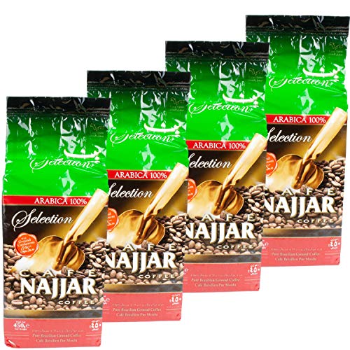 Najjar - Arabischer Mokka Kaffee gemahlen mit Kardamom im 4er Set á 450 g Packung von CAFE NAJJAR
