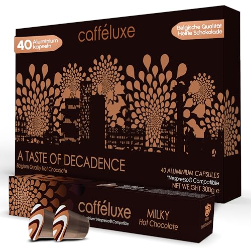Cafféluxe A Taste of Decadence heiße Schokolade Kapseln – perfekte Mischung aus geschmeidiger und cremiger Kakao in 40 Kapseln für Nespresso Maschine – von belgischer Schokolade inspirie von cafféluxe