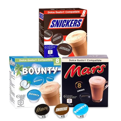 Mars, Snickers und Bounty Dolce Gusto Hot Chocolate Pods - 24 Hot Chocolate Kapslen von cafféluxe