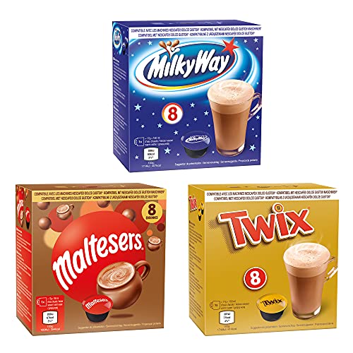 Mars® Heiße Schokolade Kapseln | 24 Kapseln | Mars, Twix, Maltseres (Dolce Gusto kompatibel) von cafféluxe