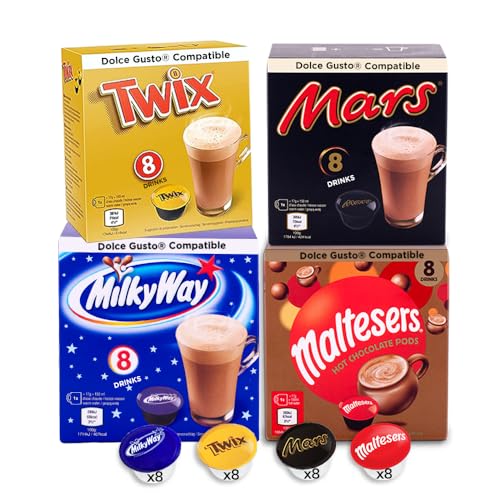 Mars® Hot Chocolate Bundle | 32 Pods | Dolce Gusto® kompatible | Mars, Twix, Milkyway und Maltesers von cafféluxe