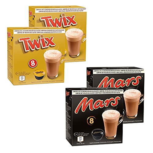 Mars® Hot Chocolate Bundle | Hot Chocolate (kompatibel mit Dolce Gusto), Kapseln, 32 Portionen – 16 Mars Pods & 16 Twix Pods von cafféluxe