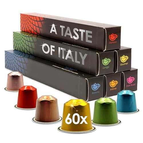 Cafféluxe Kaffeepads aus Aluminium – Nespresso-kompatible Kapseln – Taste of Italy – Premium Nespresso Kaffeepads – Espresso-Kaffeepads – aromatisierte Kaffeemaschinenkapsel Geschenkset von cafféluxe