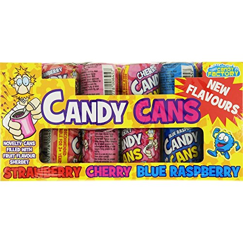 (36 Pack) Crazy Candy Factory Candy Dosen Erdbeere, Kirsche, blaue Himbeere - 36 x 13g. GEEIGNET FÜR VEGETARIER. von CANDY HOUSE