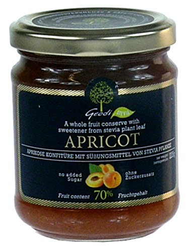 GEODI Aprikose Fruchtaufstrich 70% Fruchtanteil ohne Zuckerzusatz (60% weniger Zucker als Marmelade) 225g von Geodi