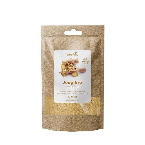 Carefood - Bio Ingwer Pulver - Superfood Ingwer 100% Bio - Für Veganer - Supernahrung Ökologisch Ideal für Speisen, als Gewürz und zum Frühstück - 200 g von carefood