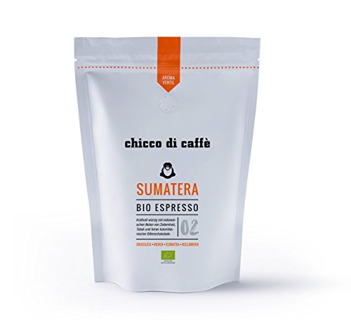 chicco di caffè | Bio-Espresso Sumatera | geröstete, ganze Kaffeebohnen | 80% Arabica - 20% Robusta | aus biologischem Anbau von chicco di caffè
