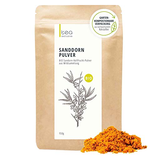 Sanddorn Pulver, Wildsammlung BIO, Vollfruchtpulver, gefriergetrocknete ganze Früchte, 150g - tea exclusive von cosmopoliTEA