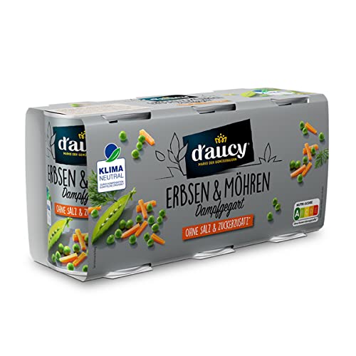 d'aucy Erbsen & Möhrchen - 100% ohne Salz und Zuckerzusatz, ohne Konservierungsstoffe, klimaneutral, 1 Pack = 3 x 110 Gramm Dose d'aucy Erbsen & Möhrchen - 100% ohne Salz und Zuckerzusatz, ohne Konservierungsstoffe, klimaneutral, 1 Pack = 3 x 110 Gramm Dose von d'aucy