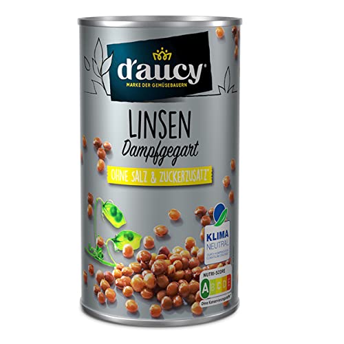 d'aucy Linsen - 100% ohne Salz und Zuckerzusatz, ohne Konservierungsstoffe, klimaneutral, 285 Gramm Dose, Inhalt:1 Dose von d'aucy