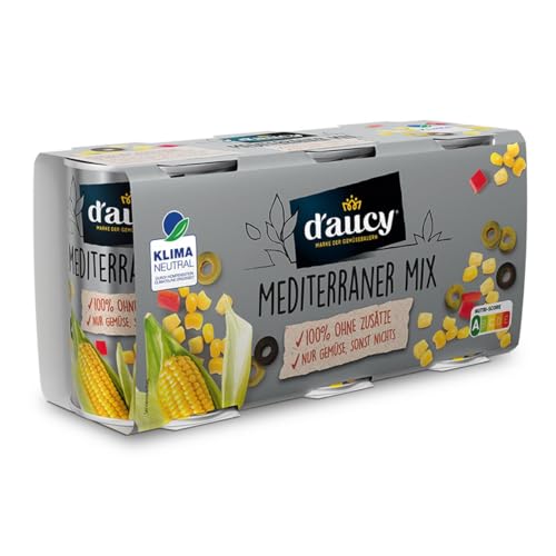 d'aucy Mediterraner Mix - 100% ohne Salz und Zuckerzusatz, ohne Konservierungsstoffe, klimaneutral, 1 Pack = 3 x 110 Gramm Dose von d'aucy