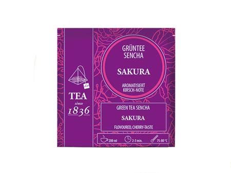 Grüntee Sencha Sakura Kirsch-Note aromatisiert 50 Pyramidenbeutel im Sachet à 3 g von Teemando