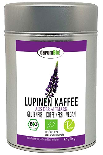 Bio Lupinen Kaffee - koffeinfrei, glutenfrei, vegan, frische Pressung, hoch edel, aus Deutschland (250 gr) von darumBio!