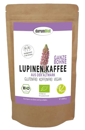 Bio Lupinenkaffee GANZE BOHNE aus DEUTSCHLAND im Sparpack I eigener Anbau I koffeinfrei, glutenfrei, vegan, frische Röstung, hoch edel (1 kg) von darumBio!