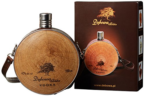 Debowa Polska Buklak Jägerflasche mit Lederband Wodka (1 x 0.7 l) von Dębowa