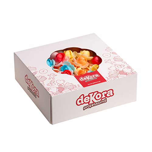 Dekora - 100 Mini Essbare Blumen für Torte aus Esspapier - Essbare Oblaten für Torten aus Esspapier - Tortendeko Essbar Sortierte Farben - 3 cm Durchmesser von dekora