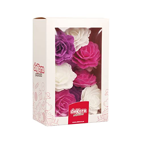 Dekora - 15 Esspapier Rosen Tortendeko - Essbare Blumen für Torten oder Cupcakes - Oblaten Deko Essbar - Sortierte Farben - 7 cm Durchmesser Dekora - 15 Esspapier Rosen Tortendeko - Essbare Blumen für Torten oder Cupcakes - Oblaten Deko Essbar - Sortierte Farben - 7 cm Durchmesser von dekora